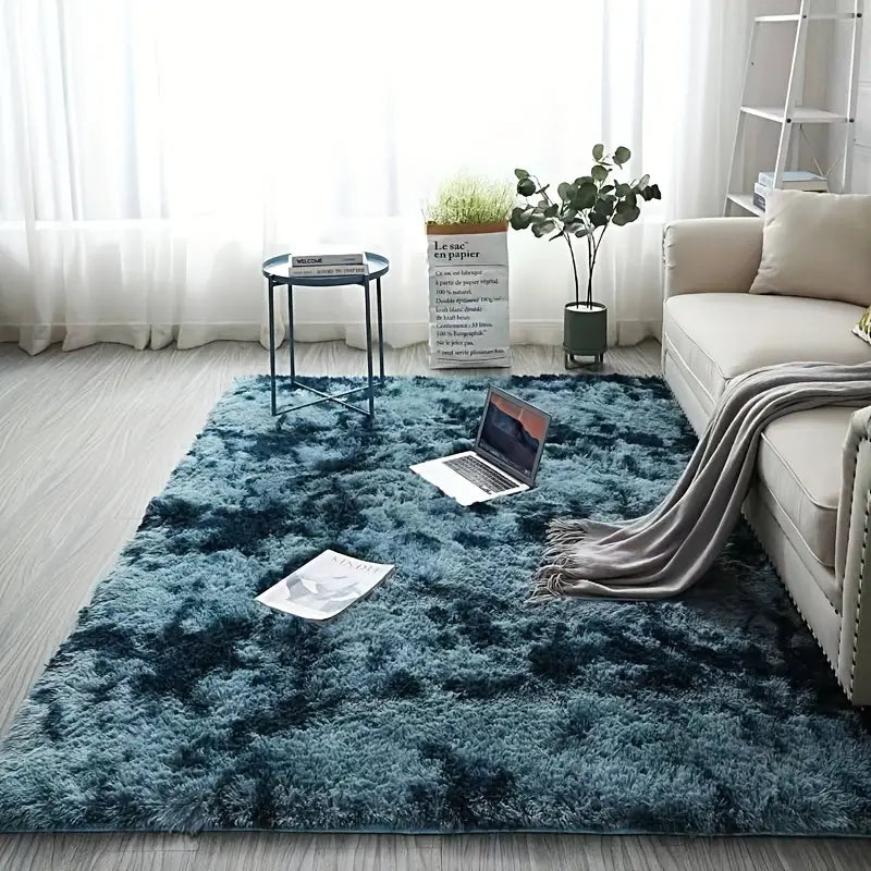 Tie Dye Plush Fabric Rectangle Floor Mat, 47.24x62.99in